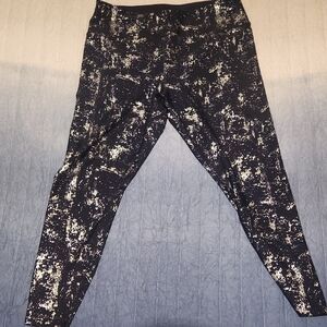 Womens Puma Blue and Silver Abstract Leggings Size XL